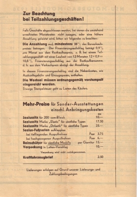 Unsere Preise NSU Serie A 1.1.1938