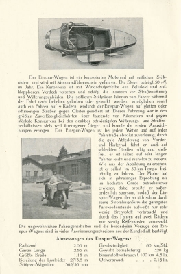 Einspurauto Typ EA 2 brochure 1929