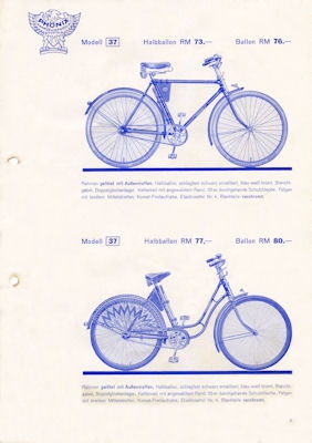 Phönix bicycle and motorcycle brochure ca. 1938