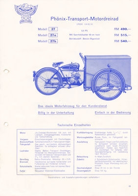 Phönix bicycle and motorcycle brochure ca. 1938