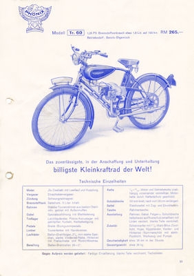 Phönix Fahrrad und Motorrad Prospekt ca. 1938