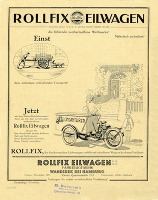 Rollfix Eilwagen Prospekt 1928