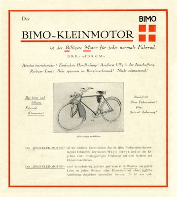 Ruppe / Bimo Kleinmotoren Prospekt 1920er Jahre