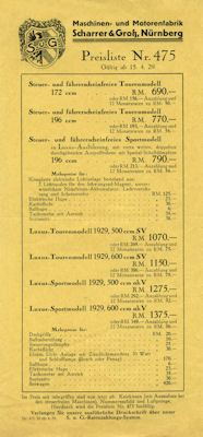 S.u.G. Preisliste 4.1929