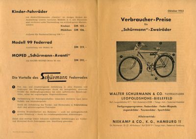 Schuermann bicycle brochure 1953