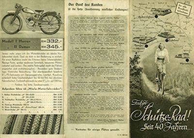 Schuetze bicycle and motorcycle program 1937