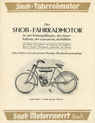 Motor-lit.de - Snob 1 PS Fahrrad-Motor Prospekt 1921