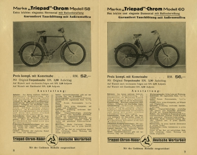 Triepad bicycle program 1935