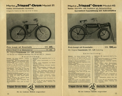 Triepad bicycle program 1935