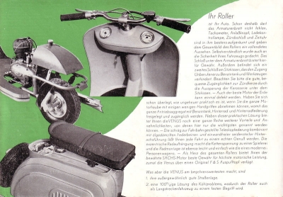 Venus MS 175 Motorroller Prospekt 1950er Jahre