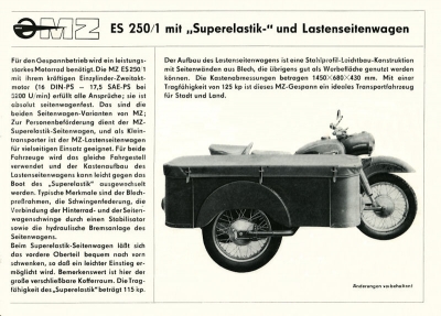 MZ ES 250/1 mit Seitenwagen Prospekt 1965