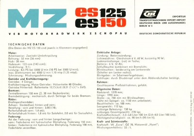 MZ ES 125 150 Prospekt 1962