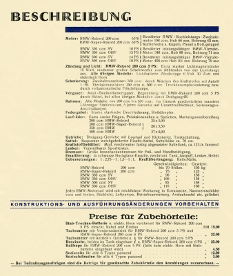 RMW Programm 1934