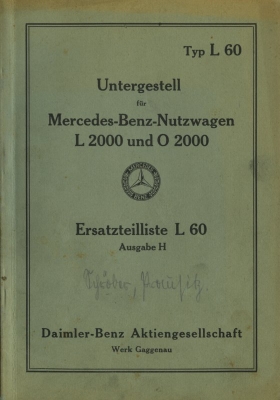 Mercedes-Benz Typ L u. O 2000 Ersatzteilliste 6.1937