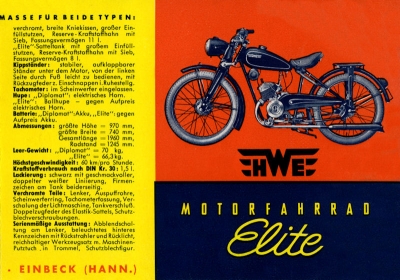 HWE Kleinkraftrad brochure 1950