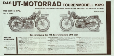 UT RE Touren 300 ccm brochure 1929