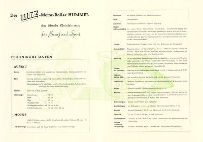 Lutz Hummel scooter brochure 1949