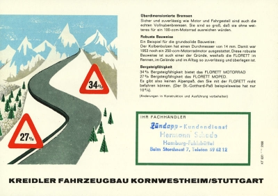 Kreidler Florett Prospekt 8.1959