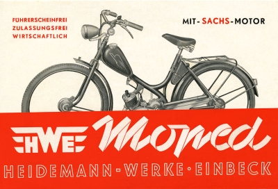 HWE Moped mit Sachs Motor Prospekt 1950er Jahre