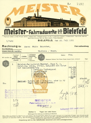 Meister letter 1931