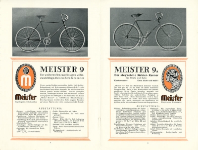 Meister Fahrrad Programm ca. 1930