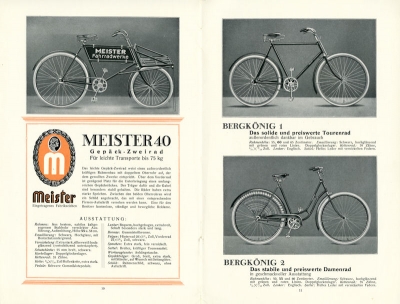 Meister Fahrrad Programm ca. 1930