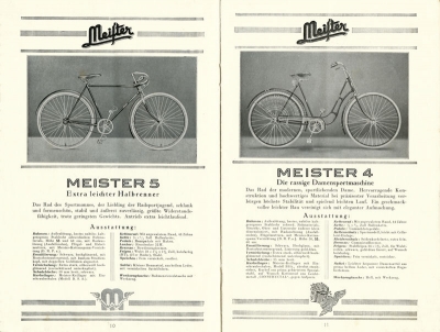 Meister Fahrrad Programm 1930