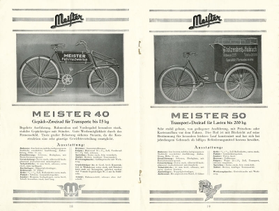 Meister Fahrrad Programm 1930