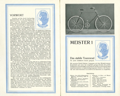 Meister Fahrrad Programm ca. 1929