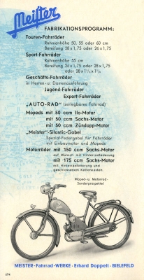 Meister Fahrrad Programm ca. 1955