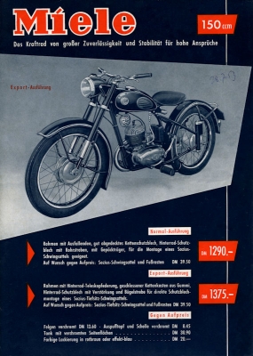 Miele 150 ccm Motorrad Prospekt 7.1953