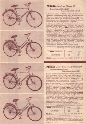 Miele Fahrrad Prospekt 6.1950