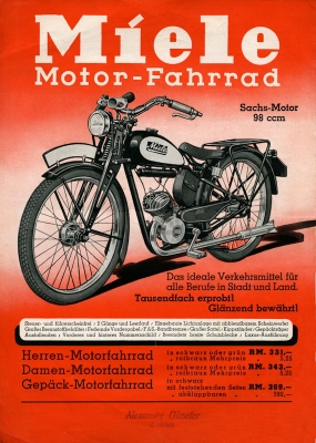 Miele Motorfahrrad Prospekt 1938