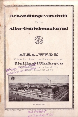 Alba Getriebemotorrad Bedienungsanleitung 1925