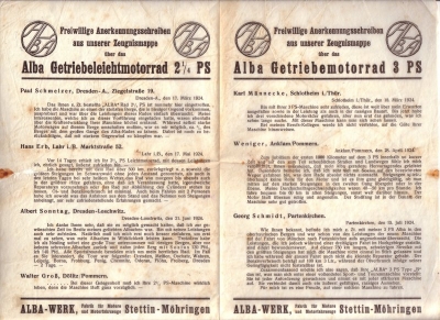 Alba Getriebemotorrad owner`s manual 1925