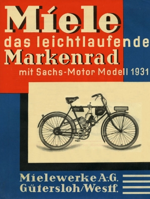 Miele Fahrrad mit Sachs Motor Prospekt 1931