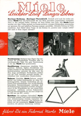 Miele Fahrrad Prospekt 11.1949