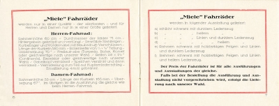 Miele Fahrrad Programm ca. 1928