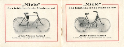 Miele Fahrrad Programm ca. 1928