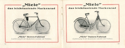 Miele Fahrrad Programm ca. 1928