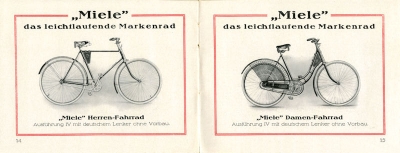 Miele Fahrrad Programm ca. 1928