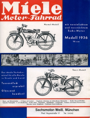 Miele Motorfahrrad Prospekt Modell 1936