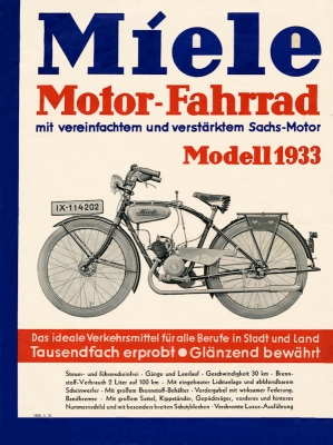 Miele Motorfahrrad Prospekt 1933