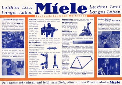 Miele Motorfahrrad und Fahrrad Prospekt 7.1939