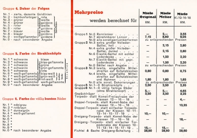 Miele Fahrrad Prospekt 1938