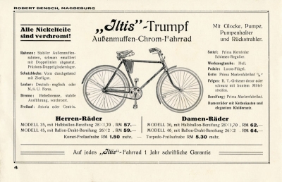 Iltis bicycle brochure ca. 1932