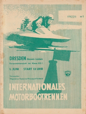 Program Motorbootrennen Dresden 1.6.1958