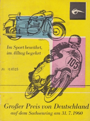 Program Int. Sachsenringrennen 31.7.1960