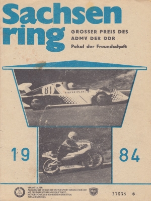 Program Int. Sachsenringrennen 6.7.1984