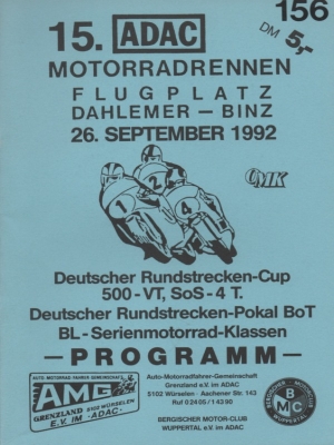 Programm + Ausschreibung Dahlemer-Binz 1992